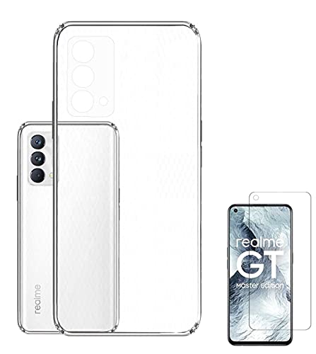 Image of Soft Flexible Silicone Back Cover Compatible with Realme GT Master, Transparent Case + Screen Guard