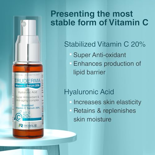 REGALIZ Truderma Vitamin C Serum 20% with Hyaluronic Acid | Anti-Aging, Brightening & Hydrating Formula | 20ml - Image 4