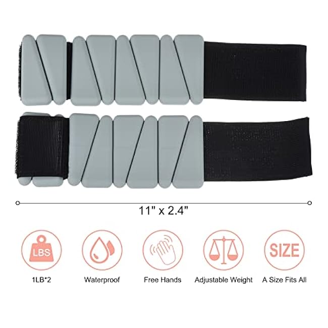 PATIKIL Ankle Weights for Women, 2Lbs Total (1Lb Each) Adjustable Wrist Weights with Removable Weights Arm Weights for Women & Men Yoga Training Walking Jogging Aerobics