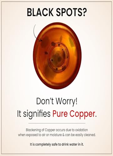 Image of ANARO Pure Copper Water Bottle with No Joint and | Leak Proof & Rust Proof I Copper Bottle for Home, School & Office | Matte Finish (Peacock, 1)