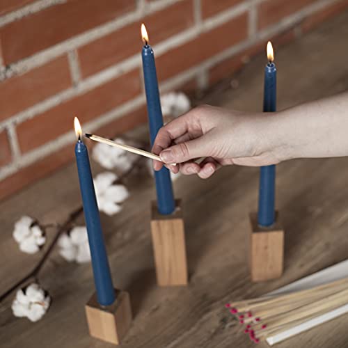 Candwax 8 Inch Taper Candles Set Of 4 - Dinner Candles Dripless - Tall Candles Long Burning Perfect For Dinner, Party Or Christmas Candles Decor - Dark Blue Candles #TOP4