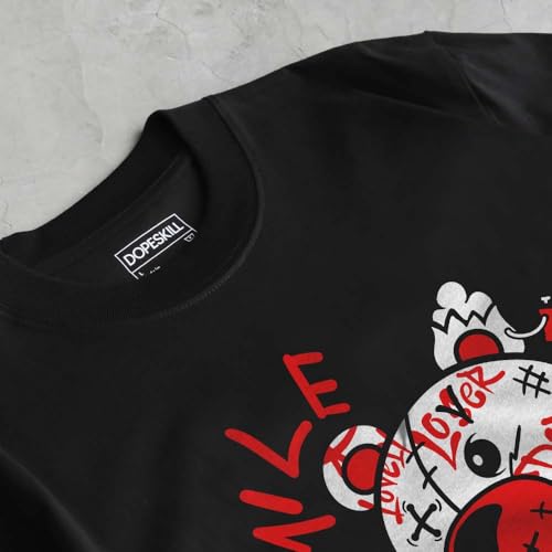 Image of DopeSkill Graphic Tee Cherry 11s Red Streetwear Hip Hop Men's T-Shirt Sneaker Colour Matching Shirts Smile Through The Pain (White - M), Medium