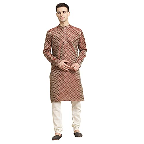 Image of Sojanya (Since 1958 Men'S Cotton Linen Blue Foil Printed Only Long Kurta