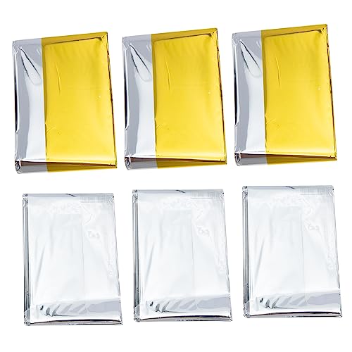 POPETPOP 6Pcs Outdoor Emergency Blanket Thermal Insulation Weather Resistant for Camping Hiking Survival Essential Emergency Supplies for Conditions