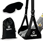 Airplane Foot Hammock for Plane Travel - Adjustable Foot Rest with Sleep Eye Mask Set- Best Airplane Gadgets - Long Flight Must Haves for Comfortable Leg Support
