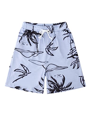 Image of GERU Boy Shorts Sets Hawaiian Outfit Kid Leaves Floral Short Sleeve Shirt Top+shorts Suits