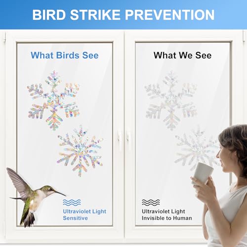 Image of Snowflake Stickers, DELLAN 55 Winter Christmas Window Clings | Decoration for Glass Windows, Decals for Bird Strike