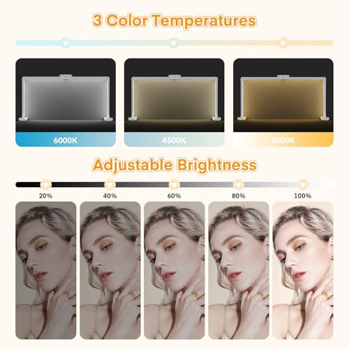 40W Square Nail Desk Lamp 33.5inch Half Moon Lamp Foldable Nail Table Light 3000K-6000K Dimmable LED Nail Tech Lamp with Phone Holder for Nail Tech Lash Eyelash Extension - Image 3