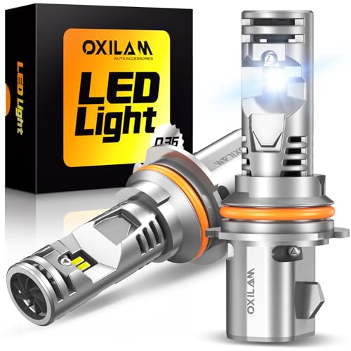 Image of OXILAM 9007 /HB5 LED Light Bulbs, Wireless HB5 Light Bulb, 1000% Ultra Bright 6500K Cool White, 1:1 Mini Size, CANbus Ready No Flicker, Pack of 2