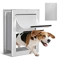 Ownpets Aluminum Dog Door for Wall and Door, Double Flap Energy Efficient, Telescoping Tunnel and Lock Panel, Heavy Duty Doggy Door for Dogs Up to 40lbs, Medium