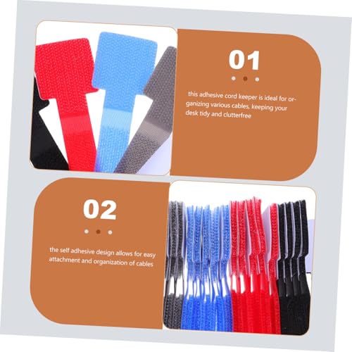 OSALADI 50 piezas organizador de cables autoadhesivo y correas de sujeción ajustables para escritorio y hogar miniatura 3