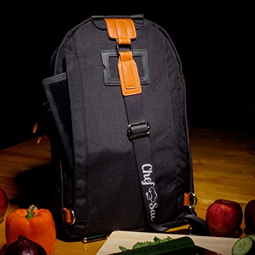 Chef Knife Sling Bag Case | 21+ Pockets for Knives & Kitchen Utensils | 2 Large Pockets for Tablet & Notebooks | FORTIFIED BALLISTIC NYLON (Black) - Thumbnail 6