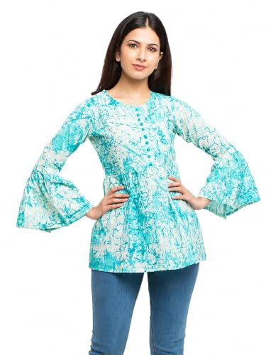 Image of Yash Gallery Women's Cotton Tie and Dye Straight Top