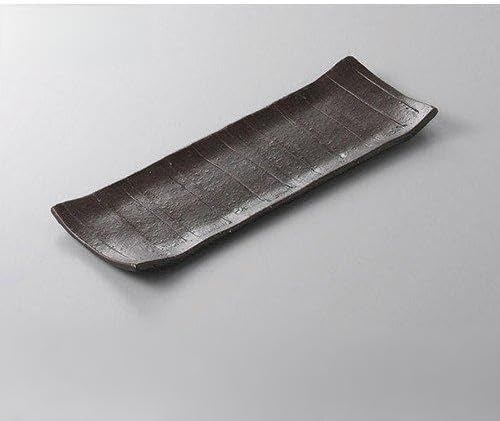 セトモノホンポ(Setomonohonpo) Set of 5, Appetizer Plate, Shibu-Glazed Protruding Plate, 11.8 x 4.2 x 0.6 inches (30 x 10.8 x 1.5 cm), Earth, Japanese Restaurants, Restaurants, Commercial Utensils, Tableware