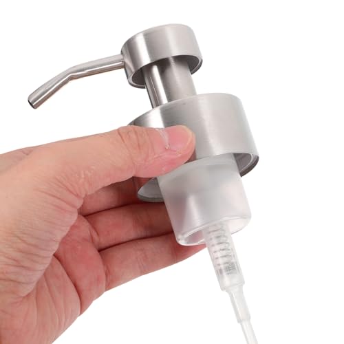 2pcs Foam Dispenser Pump Replacement Stainless Steel Liquid Soap Dispenser Head Shampoo Bottle Pump,Suitable About 44mm/1.73” Wide Rim Threaded Bottle Neck, for Toilet Shower (Silver)3