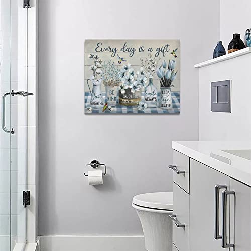 eiffecho-Farmhouse-Flower-Bathroom-Decor-Wall-Art-Rustic-Flower-Every-Day-Is-A-Gift-Floral-Spring-Summer-Pictures-Wall-Decor-Canvas-Painting-Prints-Artwork-Framed-for-Bedroom-Living-Room-16×12 eiffecho Farmhouse Flower Bathroom Decor Wall Art Rustic Flower Every Day Is A Gift Floral Spring Summer Pictures Wall Decor Canvas Painting Prints Artwork Framed for Bedroom Living Room 16×12