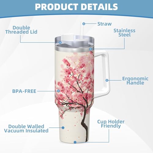 Vaso vacío con asa y sorbete acero inoxidable 40oz miniatura 6