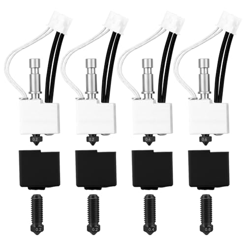 3D Printer S1C Hotend xirbbo 4 Pack Hardened Hotend for Kobra S1 Combo 2 * 0.2MM +0.4MM +0.6MM Stainless Steel Print Hea