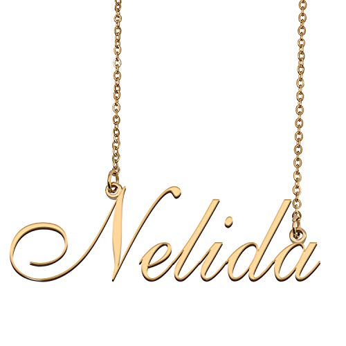HUAN XUN Custom Personalized Nameplate Jewelry My Name Necklace Nelida