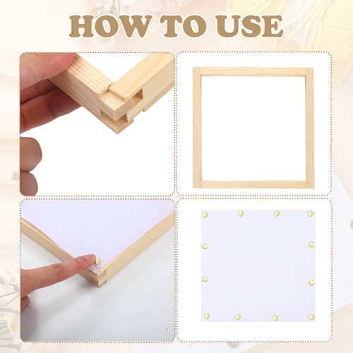 Image of Threehoney 50 Pcs Needlepoint Stretcher Bars Kit 8 Wooden Stretcher Bars, 40 Thumb Tacks and White Cloth Multi Size Embroidery Frame DIY Needlework Craft for Cross Stitch Art Accessories