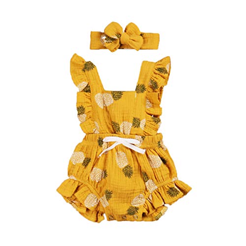 Image of ITFABS Newborn Baby Girl Romper Bodysuits Cotton Flutter Sleeve One-piece Romper Outfits Clothes