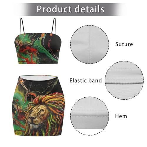 Image of 2025 Sexy Spaghetti Strap Crop Tops and Bodycon Skirt Casual 2 Piece Set S-4XL