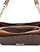 Calvin Klein Women's Hailey Signature Triple Compartment Chain Crossbody, Brown/Khaki/Caramel Linear, One Size