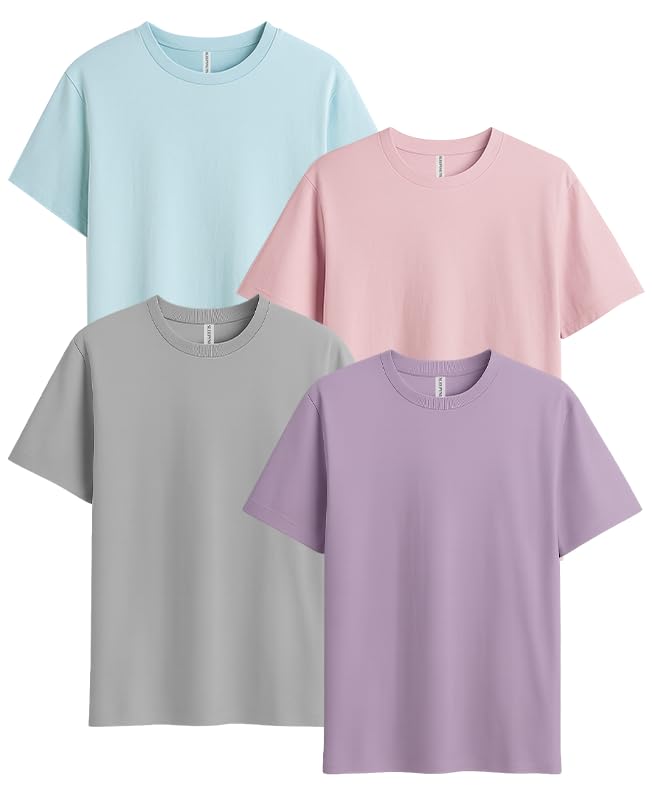Women Boyfriend Plain Round Neck Half Sleeve T-Shirt