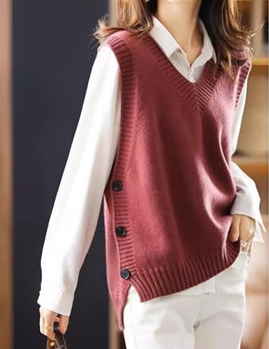 Women's Casual V Neck Sleeveless Pullover Knit Vest Fall Ribbed Sweaters Tops4