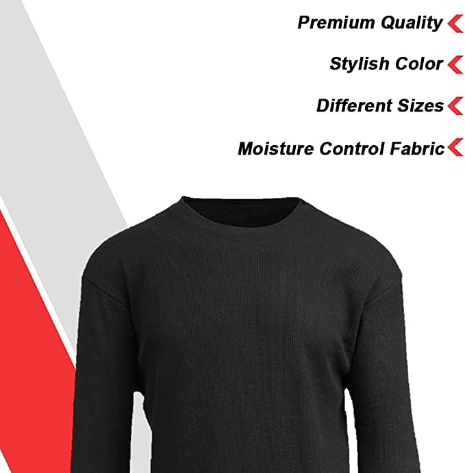 Men's Regular Fit Long Sleeve Crew Neck Waffle Knit Thermal Shirt Top (S-2XL) 6-Pack3
