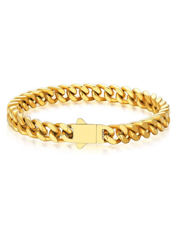 Bandmax Mens Stainless Steel Chain Necklaces 5/7/9/12 MM Chunky Miami Cuban Link Chain Necklace Bracelet Silver/Gold/Black Chains for Men 18"-30"