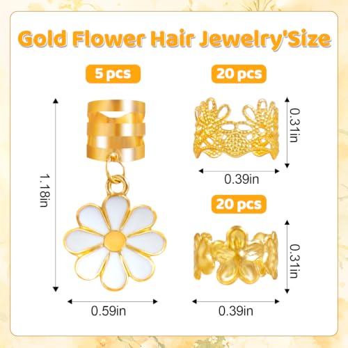 Accesorios de cabello dorados para trenzas 45 piezas miniatura 3