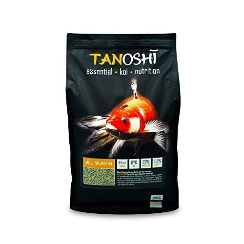 Tanoshi Koifutter - All Season 5 kg 3mm | Schwimmendes Ganzjahres Allein-Koifutter für ausgewogene Koi-Ernährung mit Lachsöl… Cover