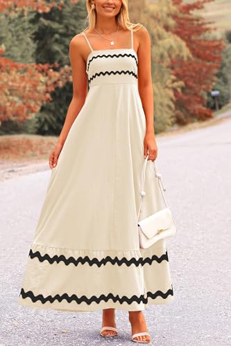 Image of PRETTYGARDEN Women's 2026 Summer Flowy Maxi Dress Casual Sleeveless Spaghetti Strap Ruffle Beach Long Dresses