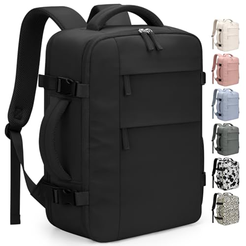Pritent Travel Backpack for Women Man, Waterproof Personal Item Travel Bag Airline Approved Laptop Backpack Bookbag Weekender bags for Business,Travel, Work Fits 15.6 inch Laptop(Medium,Black) by Pritent - Used condition - US$20.58