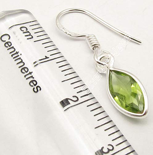 925 Sterling Silver Natural Cut Peridot Earrings 1.2" New Jewelry3