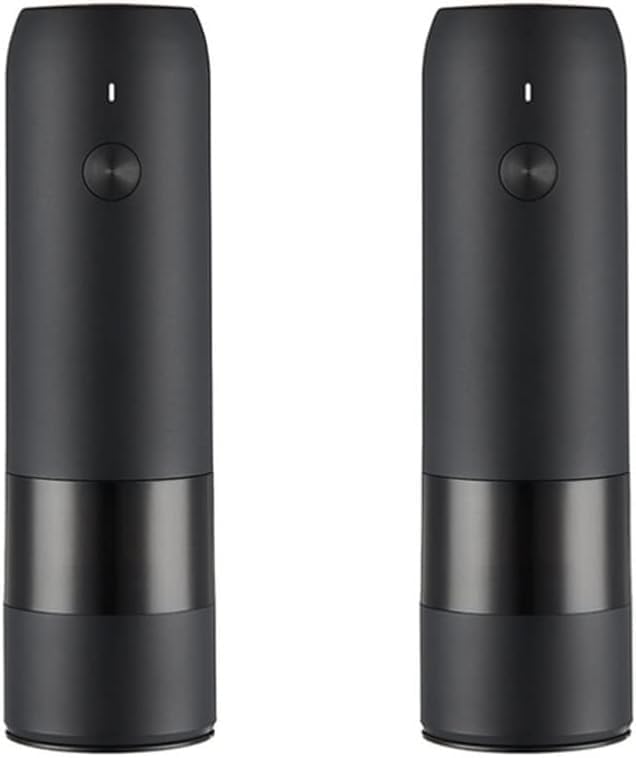 2Pcs Electric Salt Pepper Grinder Set USB Charge Spice Mill Grinder Adjustable Coarseness Pepper Mill Grinder Kitchen Tools(E)