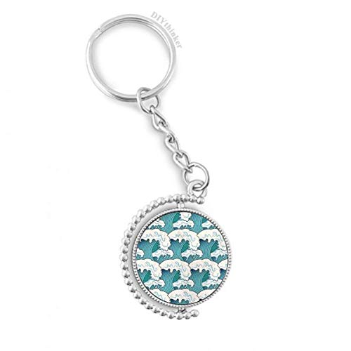 Llavero de ola ukiyo japonesa ideal para regalo con cadena giratoria decorativa