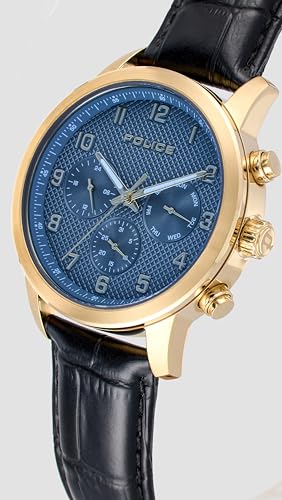 Image of Police Quartz Multifunction Blue Dial Leather Strap Watch for Men-PLAPEWJF0030401