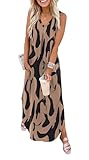 OFEEFAN Womens Spring Maxi Dresses 2026 Beach Vacation Clothes V Neck Casual Beach Vacation Boho Dress Sleeveless Sundresses Loose Fit Floral 09 XL