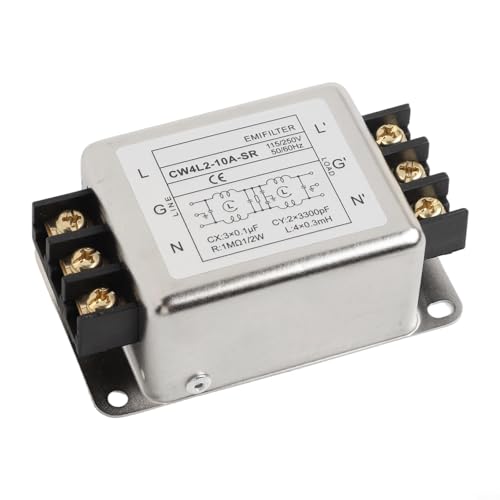 Single-Phase Two-Stage Power Supply Filter for Industrial Equipment — Conducted Noise Suppressor, Compact Chassis Mount, Alloy Housing, 250V, 3A/6A/10A/20A(10A)