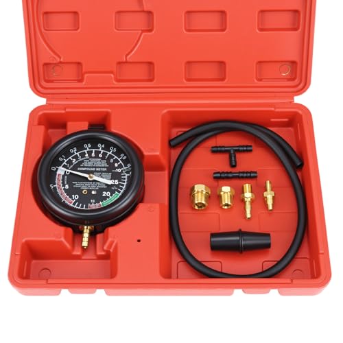 Image of QWORK® Fuel Pump Vacuum Tester Gauge, 0-10 PSI Carburetor Valve Pressure Tester, Performs Precise Vacuum And Pressure Testing, Suitable For A Variety Of Car Models