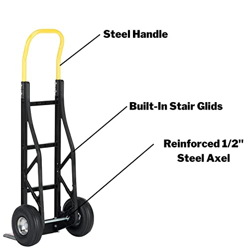 Harper Trucks Flat Free 600 Pound Capacity Heavy-Duty Nylon Frame Hand Truck Dolly Cart W/Steel Baseplate For Warehouses, Offices & Construction Site #TOP4