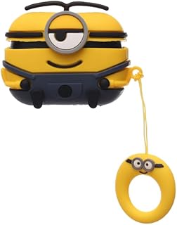 جراب حماية سيليكون متين بتصميم ثلاثي الأبعاد على شكل شخصية كرتونية لطيفة مقاوم للصدمات ومقاوم للخدش ومزود بحامل معدني متوافق مع سماعات ايربودز برو 2 من جي-باور، متعدد الألوان (تصميم 1)