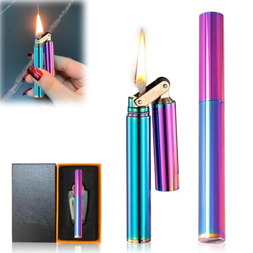 Vegena Antorcha vintage encendedor de petróleo Wheel Mechero de queroseno Nunchaku resistente al viento, mini encendedor portátil plegable con caja de regalo