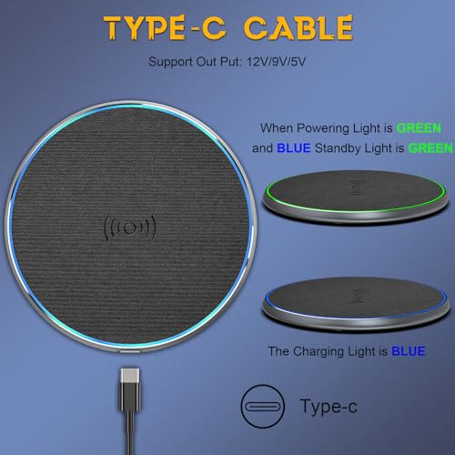 15W Wireless Charger, Induktive Ladestation für iPhone 17/16/15/14/13/12/Pro/Max/Plus/Mini/XS/XR, AirPods… – Ansicht 3