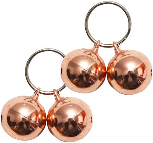 SJANE 4 Pack Cat & Dog Copper Bells - Pet Tracker Training | Pet Collar Accessories | Save Birds & Wildlife(Medium)
