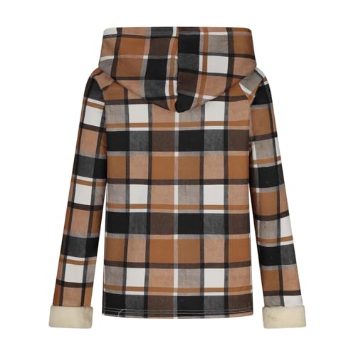 Womens Plaid Shacket Jacket Sherpa Lined Flannel Jackets Oversized Winter Warm Zip Up Fleece Hoodies Coat Outwear4
