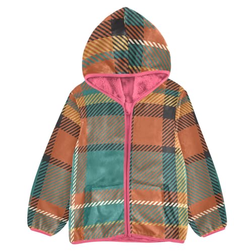 GuoChe Green Scotland Plaid Orange Baby Boy Sherpa Jacket