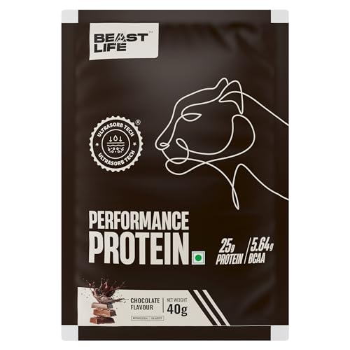Image of BeastLife Performance Yeast Protein Powder | 25g Protein | Chocolate |NABL Lab Certified | High Absorption for Muscle Growth |Smooth & Light, Easy to Digest with Ultrasorb Tech|5.64g BCAA | Best For Gut | Beta Glucan | Improves Immune Function | 40g